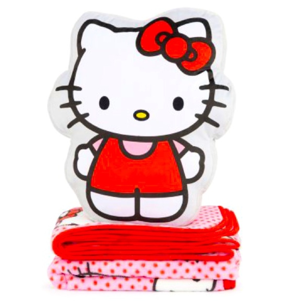 ✨❤️ NWT Hello Kitty Shaped Pillow & Throw Set 💗💕 CUTE AND COMFY